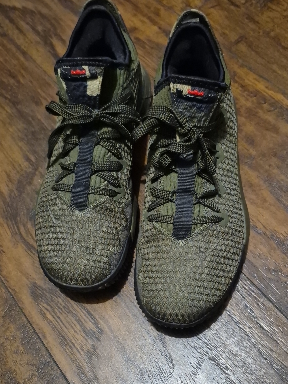 Men's Olive Green Knit Lace-Up Sneakers